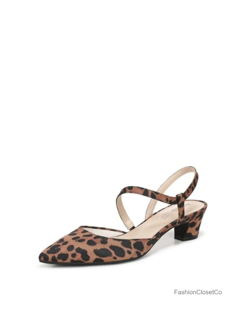 Women's Minimalist Kitten Heel Pump with Pull-On Elastic Strap